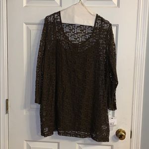 Liz Claiborne Brown Lace top with cami
